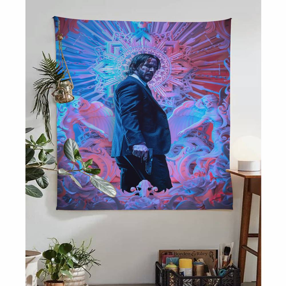 1PC JOHN WICK Cartoon Tapestry Wall Hanging Decoration Household Home Decor