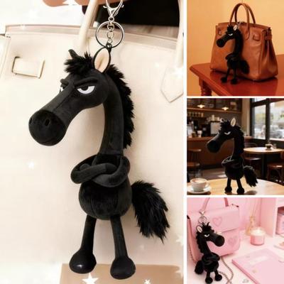 Крутой брелок-подвеска в виде плюшевой черной лошади, мягкая набивная игрушка, подвеска для сумки, рюкзака, ключей, подарок ручной работы для девочек, мальчиков, друзей, семьи, на день рождения, Рождество