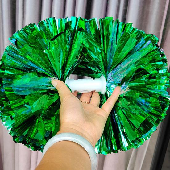 Yousheng Double-headed Metallic Pom Poms Cheerleading Flower Ball with Handle Team Sports Spirit Party Kids Adults Cheer Pompoms
