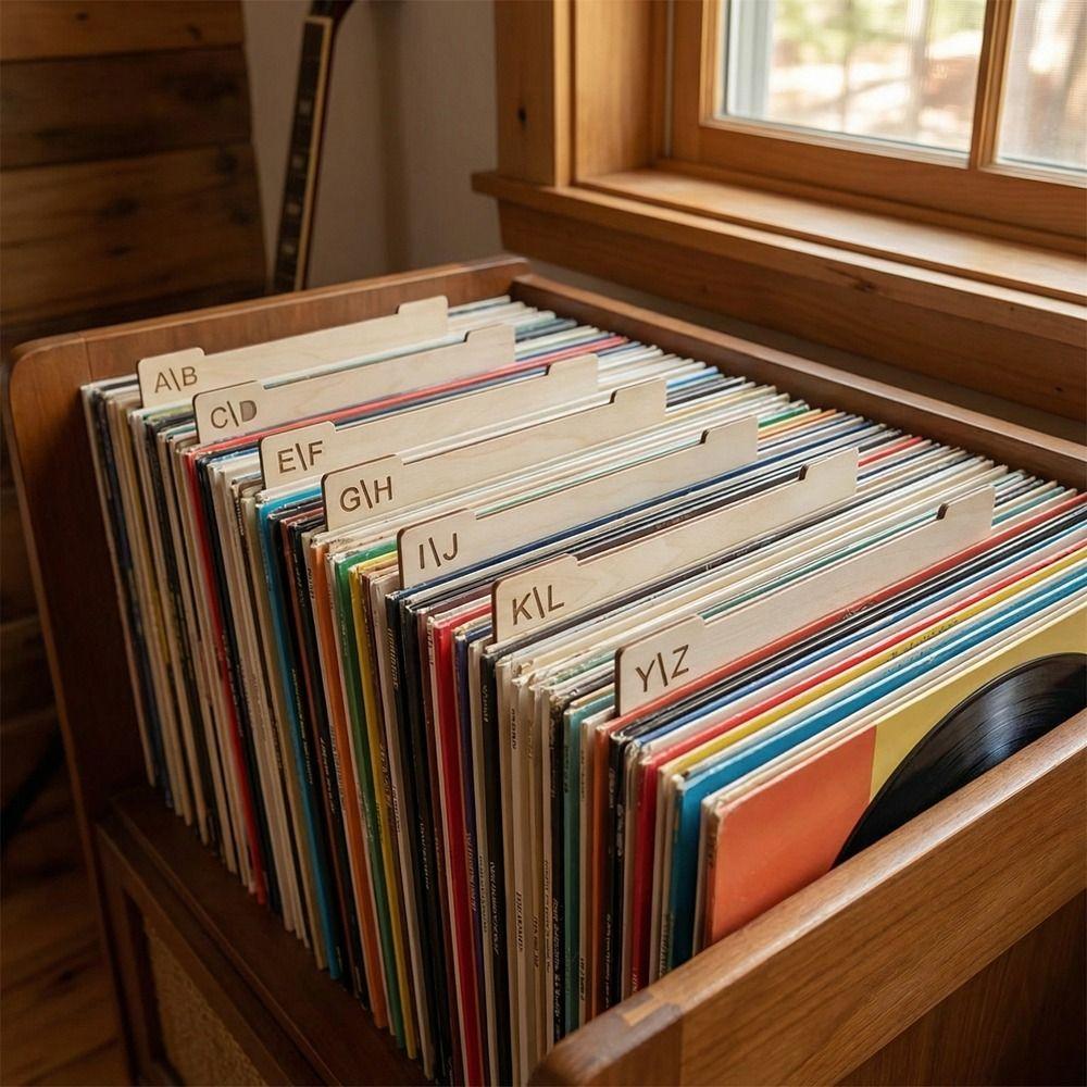 Wooden Guide Separator Holder Alphabetical a-Z Dividers File Dividers  Book Shelf