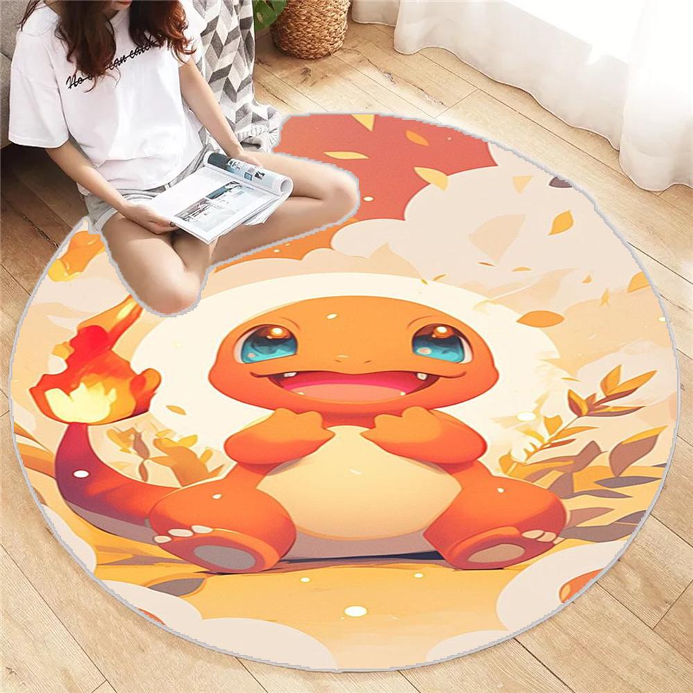  Charmander Pokemon Round Mat Cartoon Living Room Bedroom Kitchen Balcony Rugs Non-Slip Yoga Carpet Cute Home Decor Gift