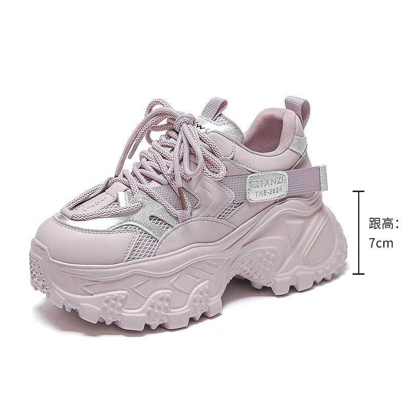 2025 весна новые папины кроссовки женские популярные туфли на платформе с увеличением высоты модные ретро спортивные туфли универсальные повседневные женские туфли