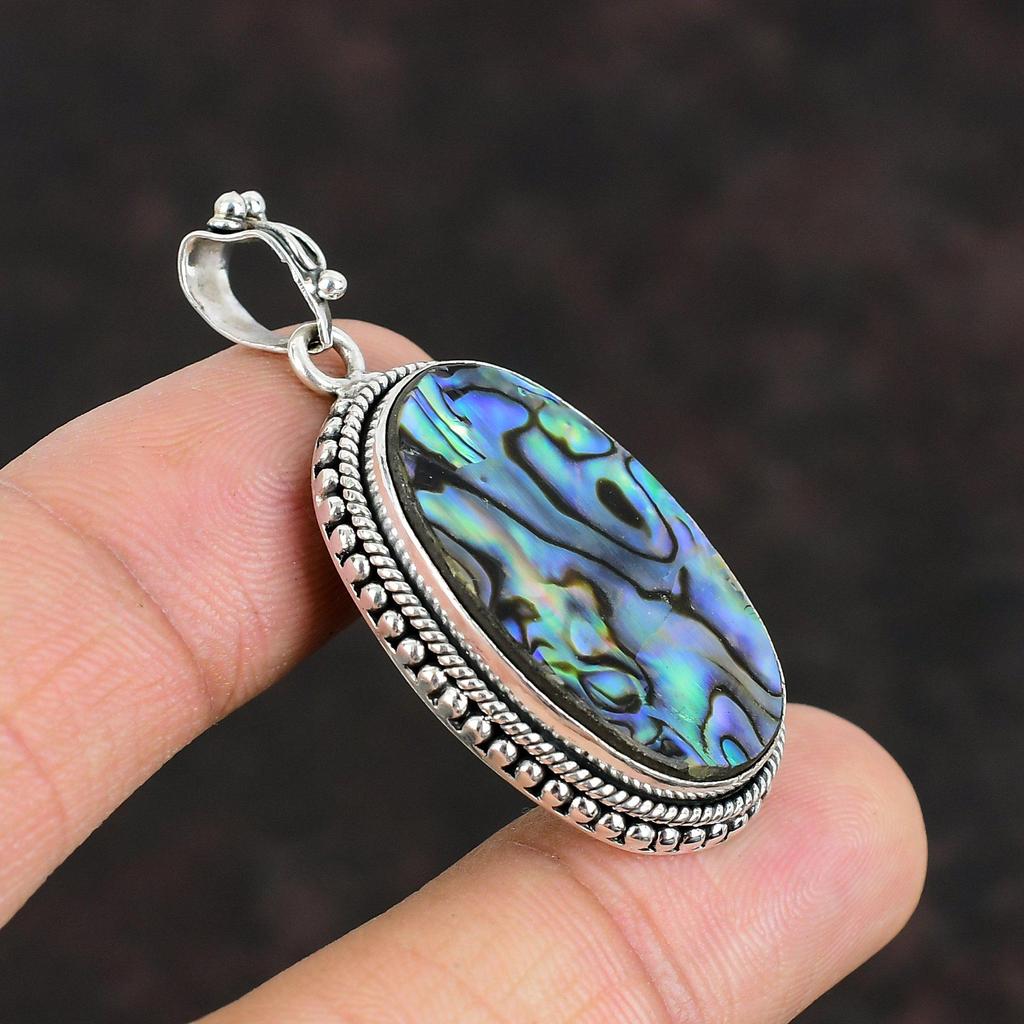 Abalone Shell Pendant Handmade Jewelry 925 Sterling Silver Pendant Statement Pendant Gemstone Pendant Abalone Shell Jewelry Wedding Gifts