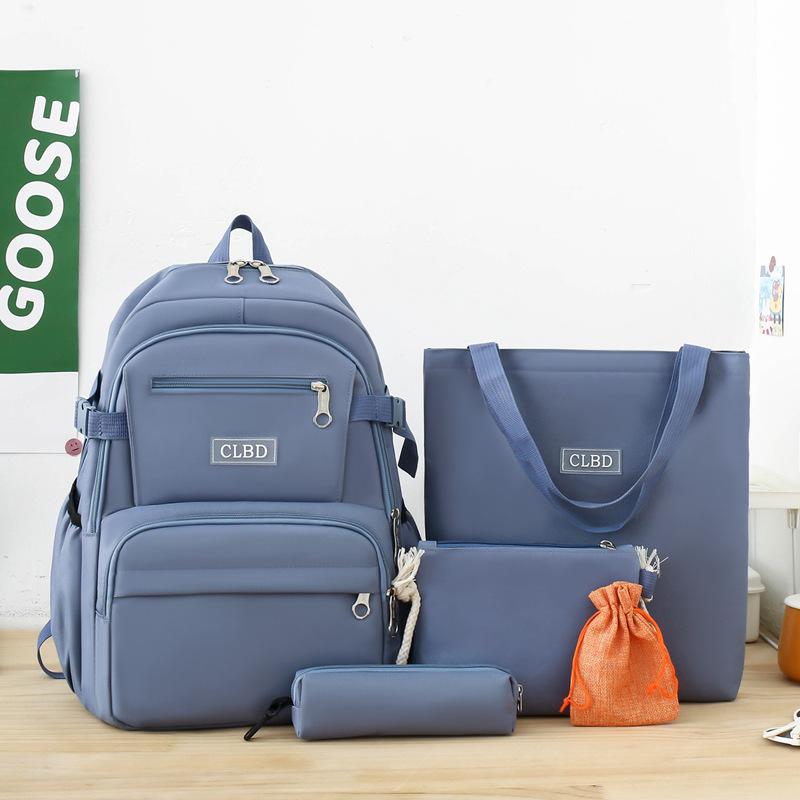 5 шт.. Рюкзак из пяти предметов для начальной школы, для старшеклассников, большой емкости, с несколькими карманами, многофункциональный рюкзак, однотонная холщовая сумка для отдыха