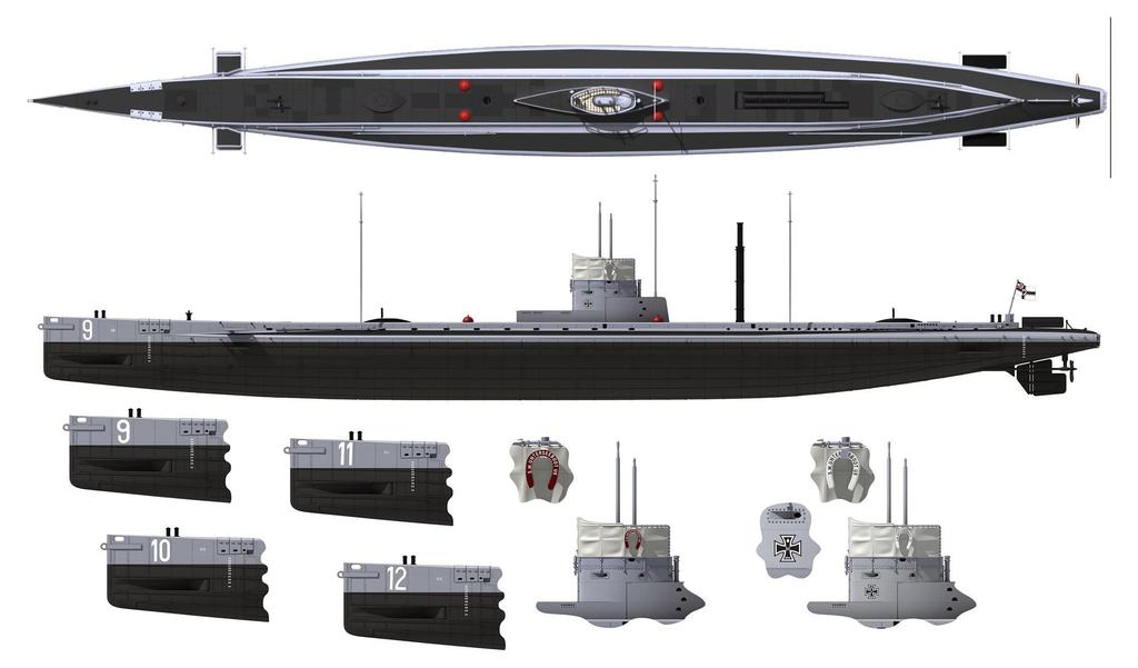 Das Werk 1/72 Scale World War I German U-Boat SM U9 Plastic Model Kit USCDW72001