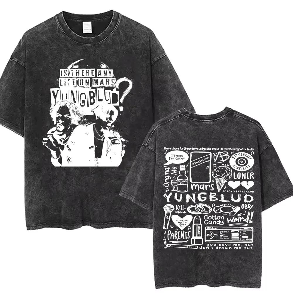 Yungblud Music Album Weird Retro Washed Tshirt Men Women Hip Hop Oversized Streetwear Alternative Rock Short Sleeve T Shirts
