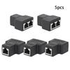 5PCs Network Splitter RJ45 1 Into2 Three Way Adapter Wire Extender Black Industrial Elements