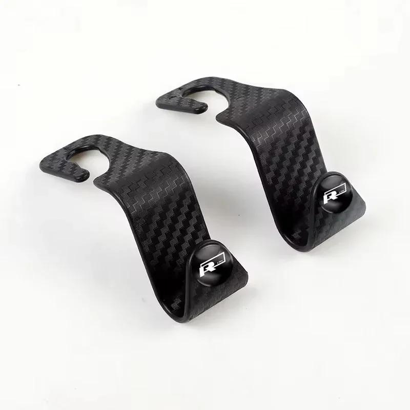 hijk1 ·2Pcs Carbon Fibre Car Seat Hook Multifunctional Storage Holder For VW GTI RLine Polo Golf Passat Scirocco Tiguan Jetta Touareg