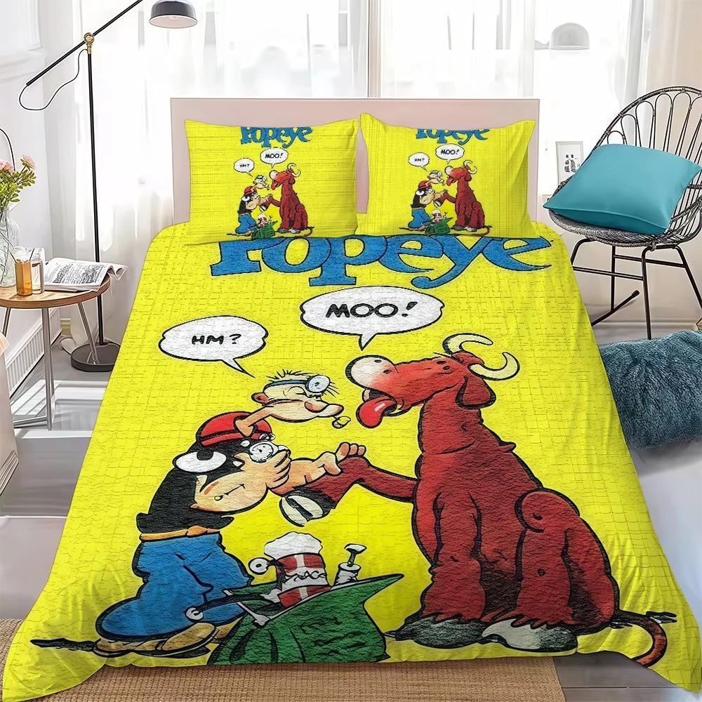 Exquisite Cute Cartoon P-popeye Bedding Set Kids Duvet Cover Pillowcase Youth Kids Girl Boys Gift Bedroom Decoration135x200cm