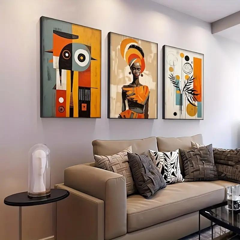 3pcs Abstract Ethnic Posters African Wall Art Set Afro Bohemian Canvas Painting Decor Black Woman Art Bedroom Living Room Decor