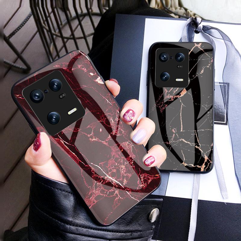 Чехол для Xiaomi 11 Lite 5G NE 13 13T Pro 13 Lite 13 Ultra Redmi 12 Note 8 2021 13 Pro + чехол из мраморного закаленного стекла, задняя крышка