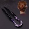 Simple Retro U-shaped Rhinestone Lady Acrylic Hair Sticks Hairpin Hair Accessories Hair Fork