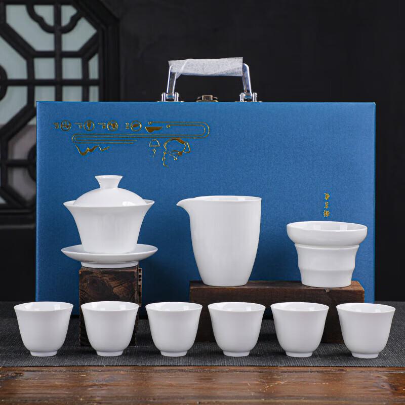 Dehua Jade Porcelain Gongfu Tea Set with Scent Cups
