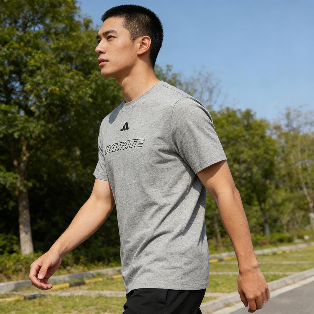 adidas Серия Каратэ Удобная Дышащая Повседневная Универсальная Спортивная Тренировка Фитнес Футболка с коротким рукавом Унисекс Топы CLTS26K1-GYB