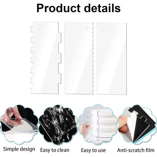 6Pcs Large Acrylic Cake Scraper Set Cakes Smoother Scraper Transparent Decorating Contour Stripe Cake Comb Kitchen Baking Tool