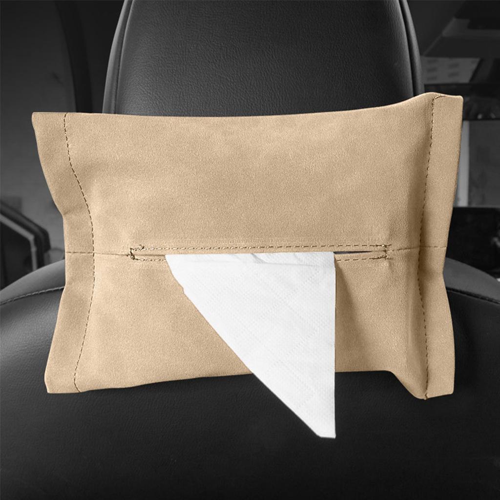 Leather Car Tissue Box Auto Suede Sun Visor Seat Back Hanging Tissue Boxs Holder Interior Armrest Box Paper Towel Organizer
