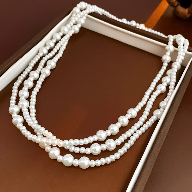 Длинное ожерелье из жемчуга в стиле ретро осень/зима: Элегантная, универсальная цепочка для свитера