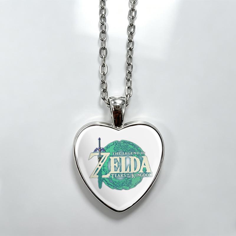 1Pc Zelda Breath of the Wild Heart Pendant Necklace, Anime Alloy Trendy Clavicle Chain
