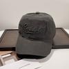 American retro three-dimensional letter embroidered baseball cap female street versatile showing face small soft top blue cap male trend