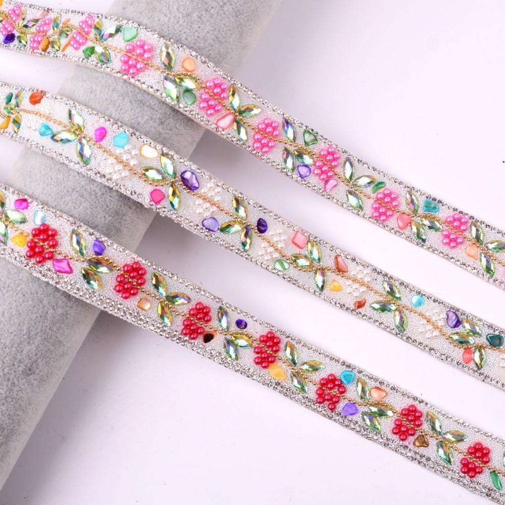 Ethnic Style Rhinestone Chain Self Adhesive Hot Fix Tape Rhinestone Trim  Apparel Decoration