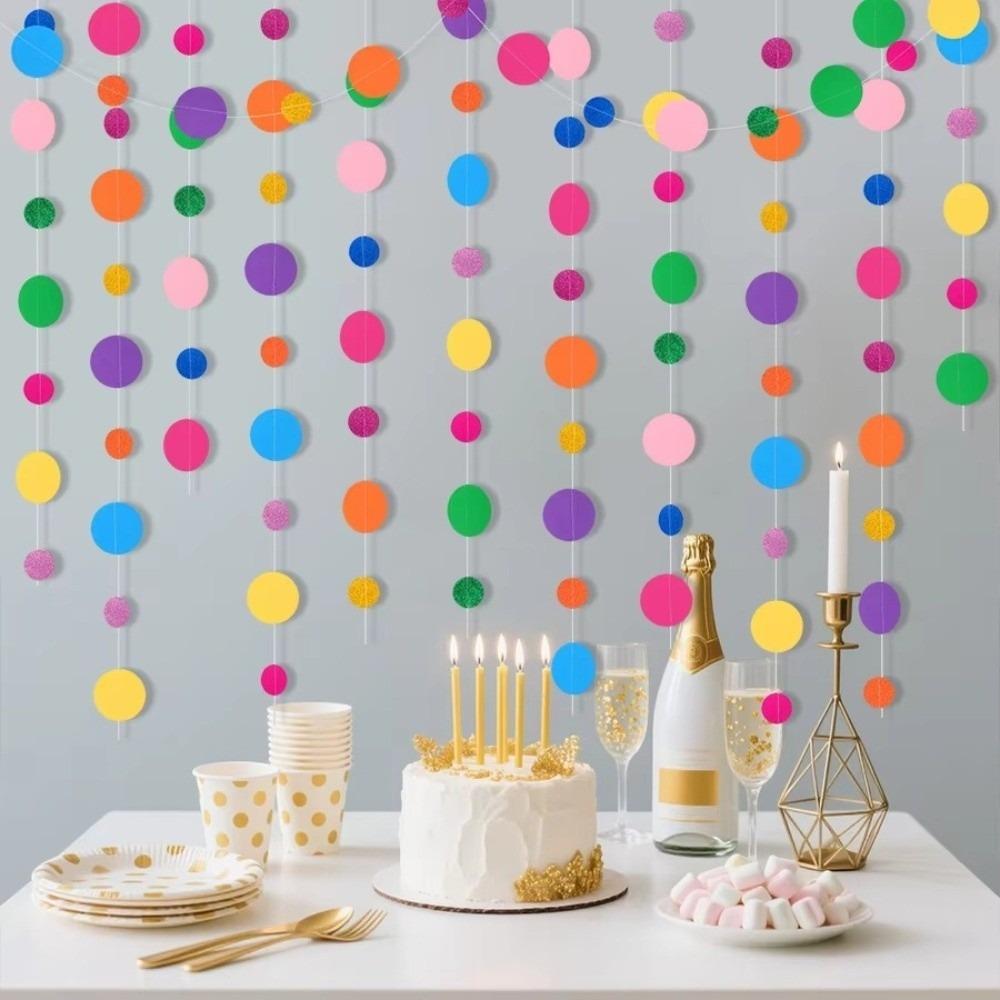 Colorful Circle Garland Banner Round Dots Colorful Dot Garland Birthday Party Decorations