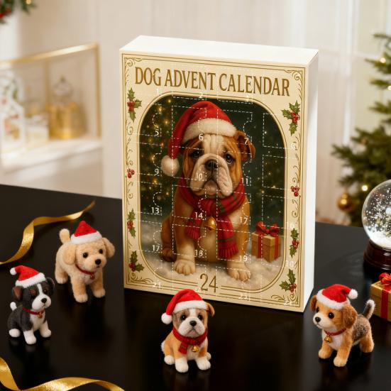Dog Advent Calendar 2025 24 Days Christmas Countdown Calendar with Acrylic Animal Pendant 24 Dog Breeds Surprise Gift for Dog Lovers