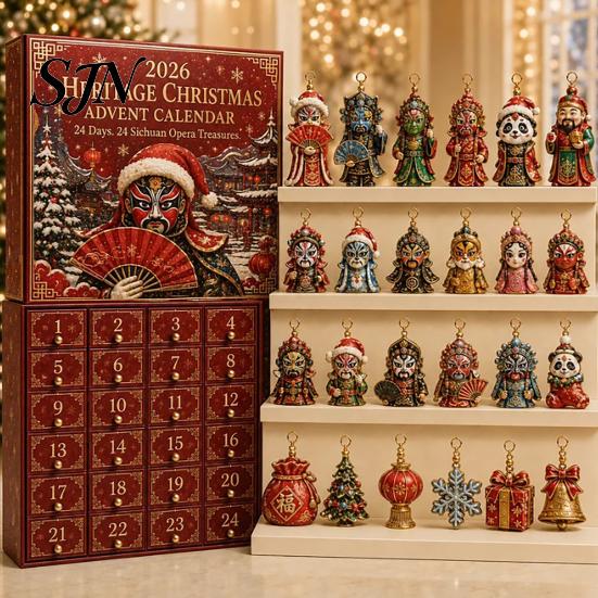 Balcony Hanging Pendant Heritage Acrylic Advent Calendar, Decorative Ornament, Durable Lightweight Christmas Calendar Blind Box for Home Bedroom