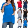 Женская повседневная однотонная свободная футболка с круглым вырезом и короткими рукавами большого размера с карманами