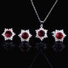European & American Bridal Jewelry Set: Full Diamond Zircon Necklace, Earrings, Ring with Creative Snowflake & Colored Gemstones