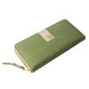 Long Round and 86092 Wallet, Leather, Zipper, Square, Men's Women's, (Green)