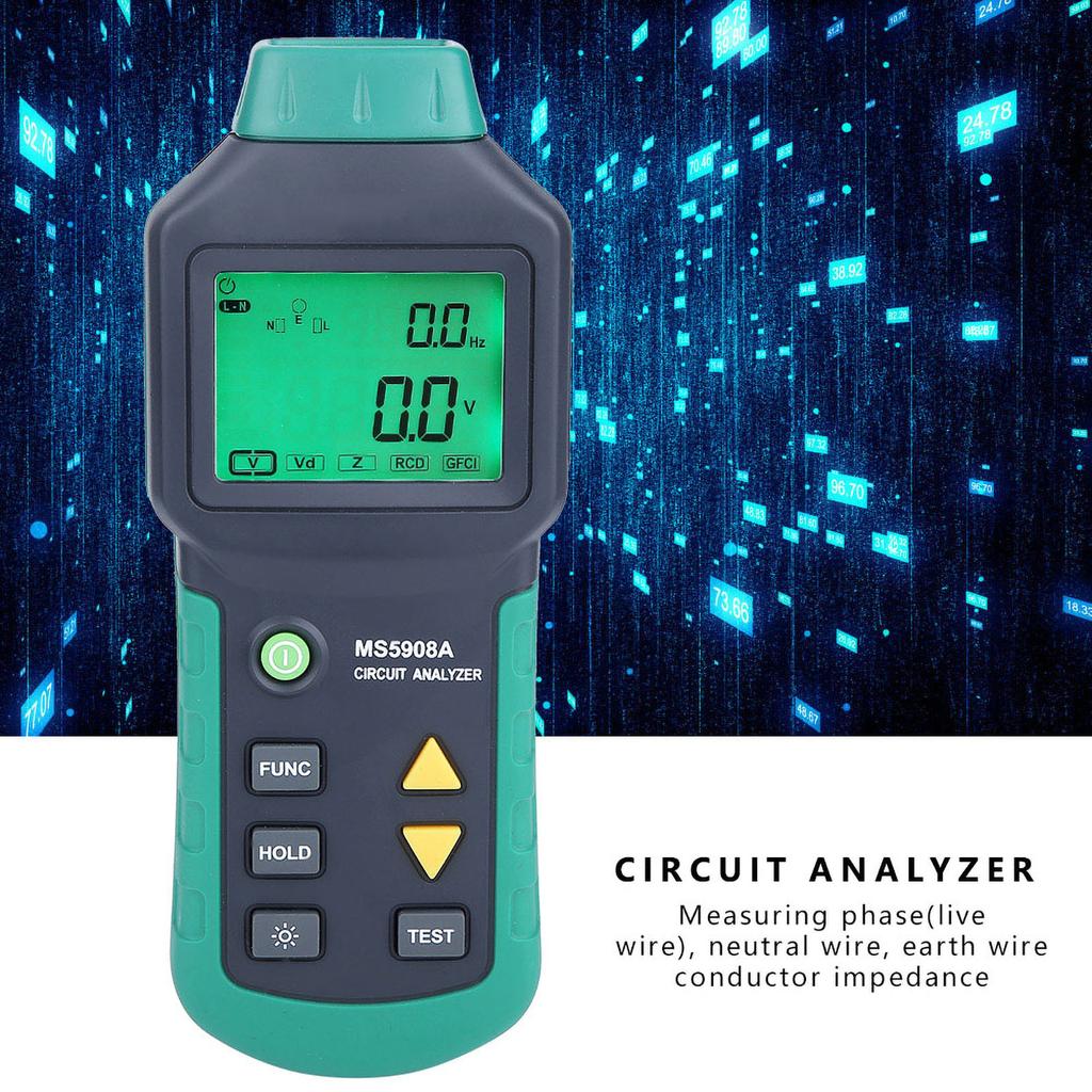 MASTECH MS5908A ЖК-анализатор цепей с тестером напряжения GFCI RCD AC100