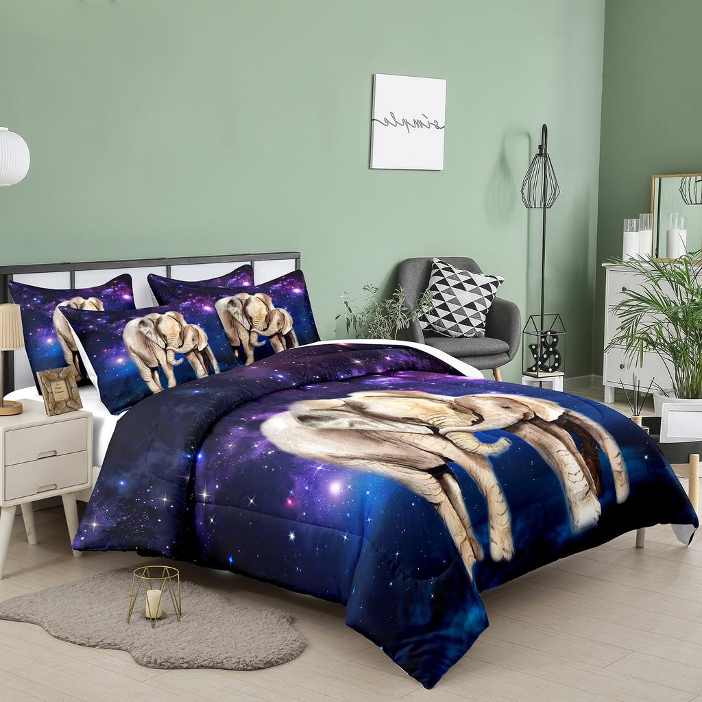 Комплект постельного белья размера Queen с темой диких животных, Односпальный комплект постельного белья с пододеяльником с изображением слона для детей, подростков, мальчиков, Удобный двуспальный/королевский пододеяльник