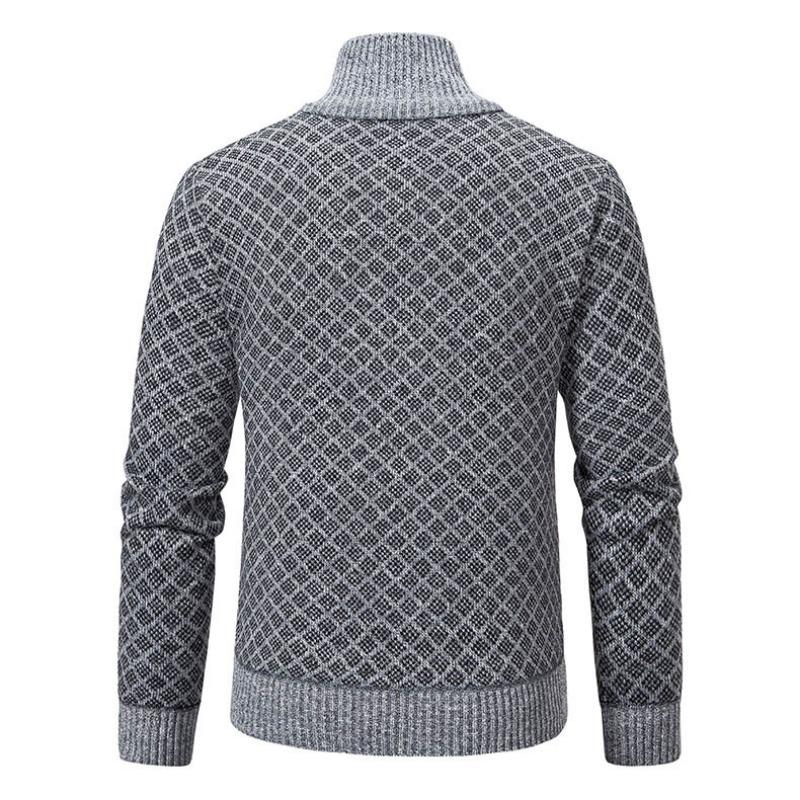 Men S Fashion Plaid Jacket Loose Fit Long Sleeve Casual Knit Coat