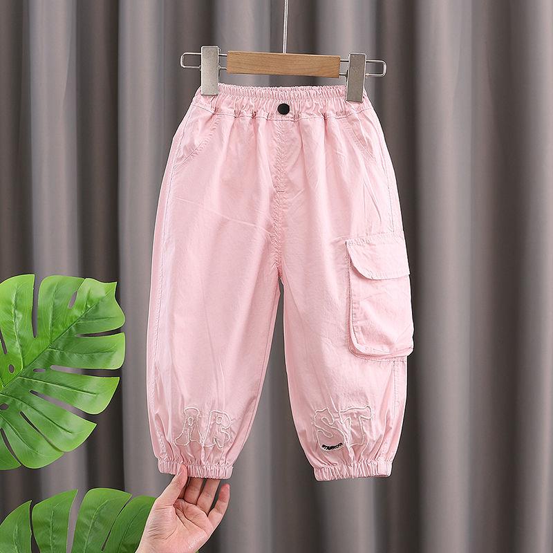 Рабочие брюки для девочек, летние тонкие повседневные спортивные брюки, брюки с защитой от комаров для маленьких девочек, летние брюки для верхней одежды