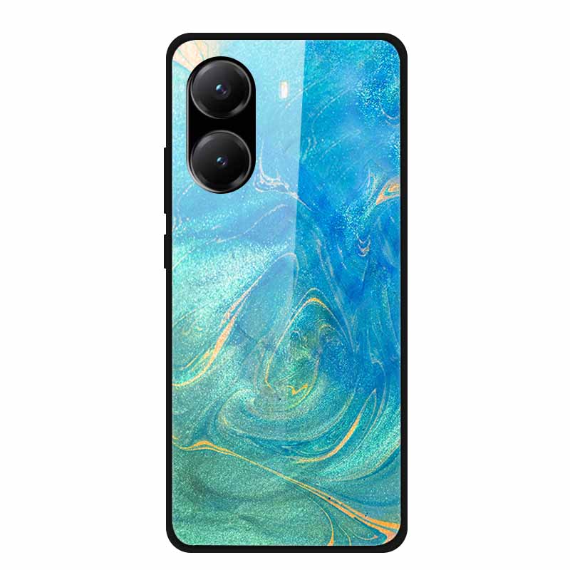 Закаленное Стекло Чехол для Poco X7 Pro Задняя Крышка ПК Жесткие Ударопрочные Чехлы для Xiaomi PocoX7 Pro Funda Мраморная Текстура Модный Coque