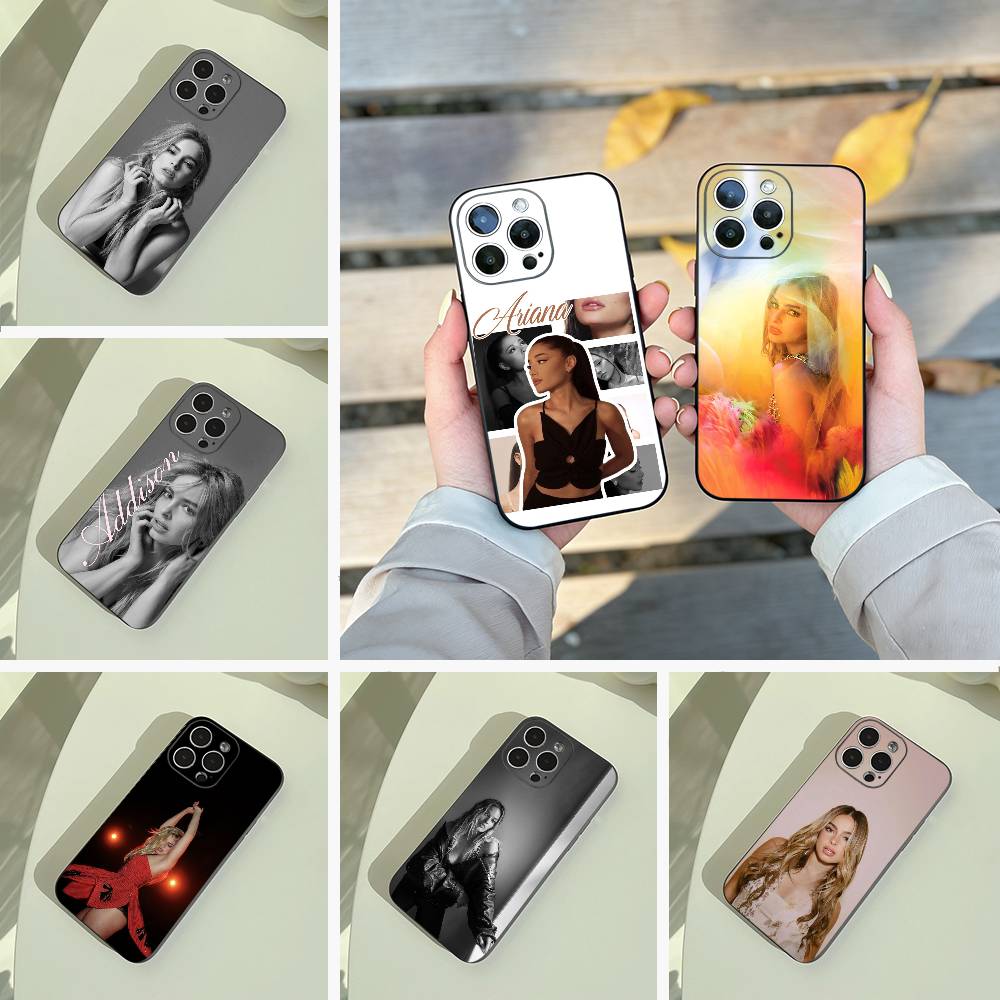 Чехол для телефона Addison Rae для iPhone 17, 16, 15, 14, 13, 12, 11 Pro Max, Легкий и практичный Мягкий черный чехол