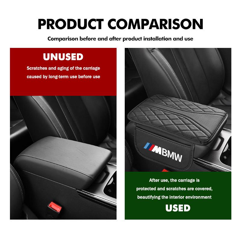 Leather Car Armrest Center Console Pad Auto Seat Arm Rest Mat For BMW Performance M E87 E30 E46 E28 F35 G20 E93 F20 X3 X UNYDV1