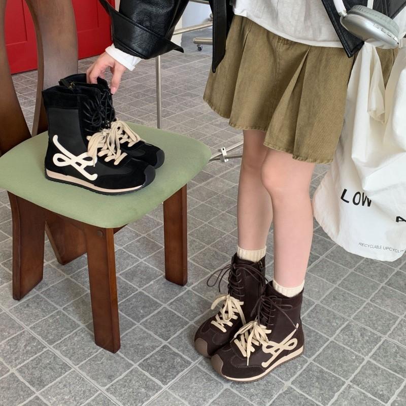 Shou Valley's Popular Niche Maillard High-top Mid-tube Knight Boots for Women's 2025 New Autumn Black Leather Martin Boots