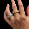 New Cuban Link Chain Design Ring Fully Micro Zircon Paved R0tatable Cuban Ring,Hiphop Iced Out Men's Swivel Cuban Ring.