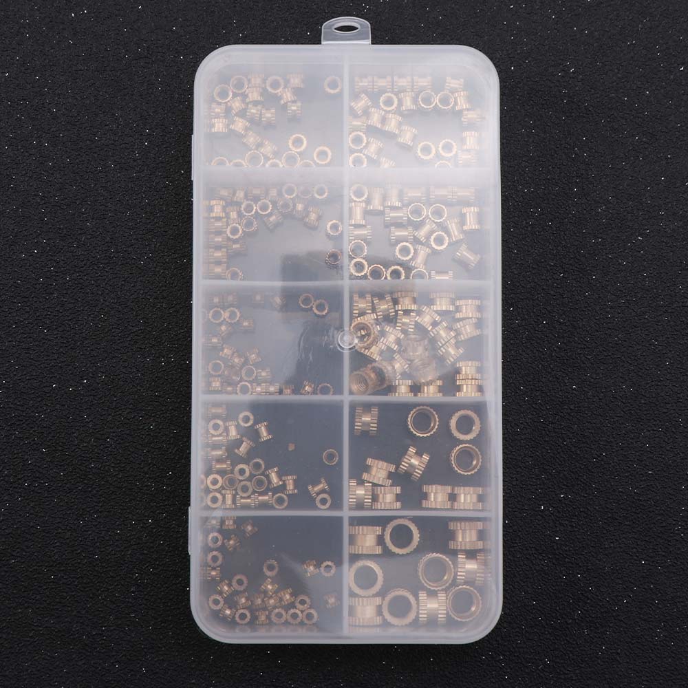220Pcs M2 M2.5 M3 M4 M5 M6 Brass Heat Insert Nuts Knurled Surface Hot Melt Nut Insert Resin Models