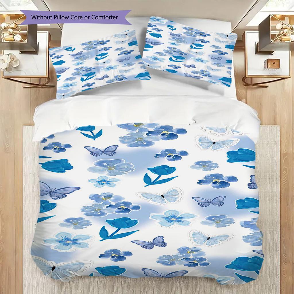 1PC Butterflies, flowers Bedding Quilt Set Quilt Cover Pillowcase Home Decoration Birthday Gift (1 * duvet cover + 15 * pillowcase, without core)