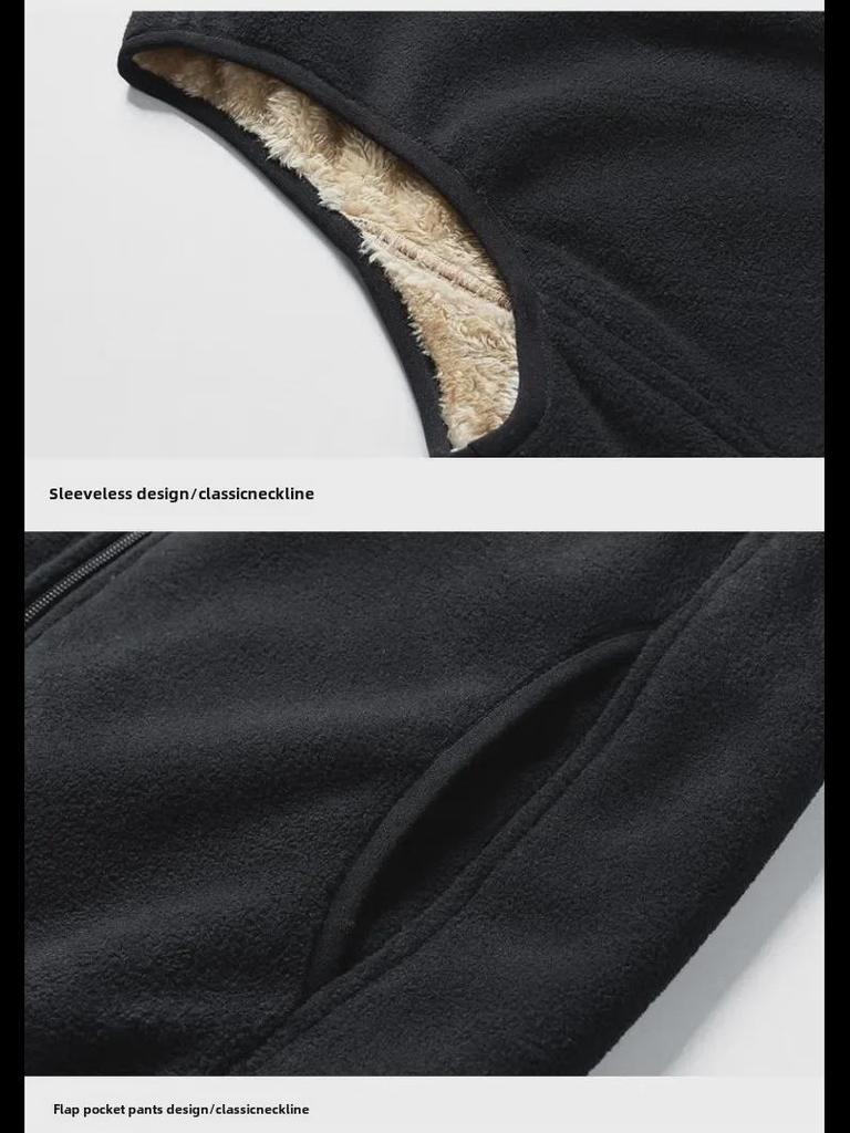 Мужской флисовый жилет с воротником-стойкой — теплый, плотный, большого размера жилет для весны и осени