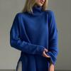 Autumn Winter Women's Sweaters Turtleneck Women Pulovers Side Split Knitted Jumpers Christmas Sweater Oversize Pull For Women