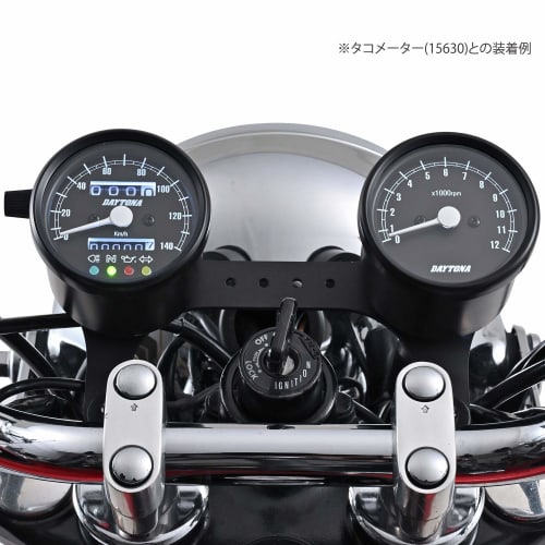 Daytona Motorcycle Mechanical Speedometer Black Body/Black Panel/White LED 60 140km/h Display with Indicator 15626