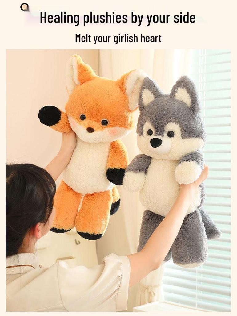 Подлинные лесные друзья: Плюшевые куклы Маленький Лис и Большой Серый Волк - Милая подушка для сна