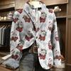 Мужская куртка в стиле business casual из вельвета с рождественским принтом