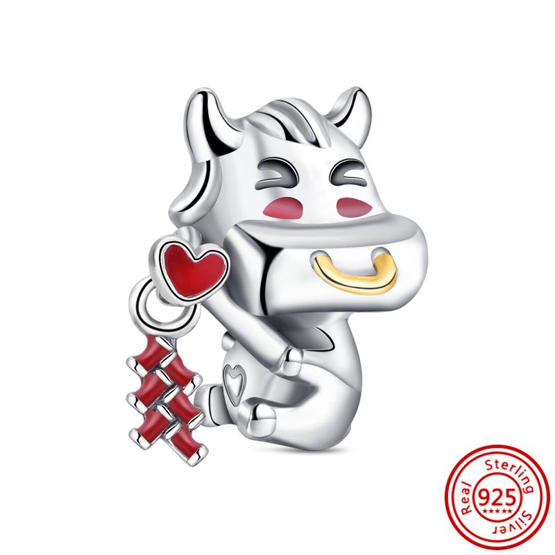 925 Серебряный Lucky Cat Pixiu Китайский Тигр Феникс Разделенный Инь и Ян Замок Ключ Бусина Подходит Оригинальные Подвески Браслет DIY