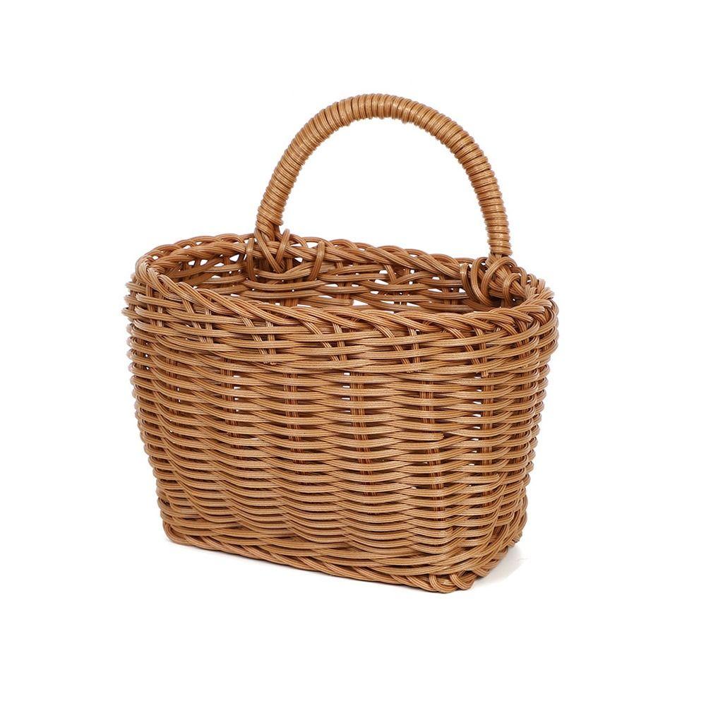 With Handle Hand-woven Hanging Baskets Imitation Rattan Wall Hanging Basket