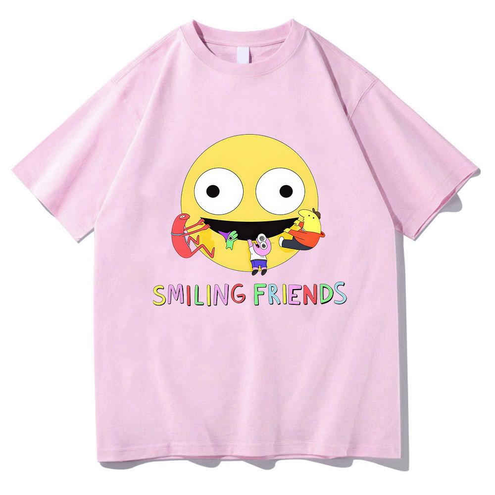 Funny Smiling Friends Cartoon Print Tshirts Summer Spring Teeshirt Graphic Printing Tshirts High Quality Soft Tees