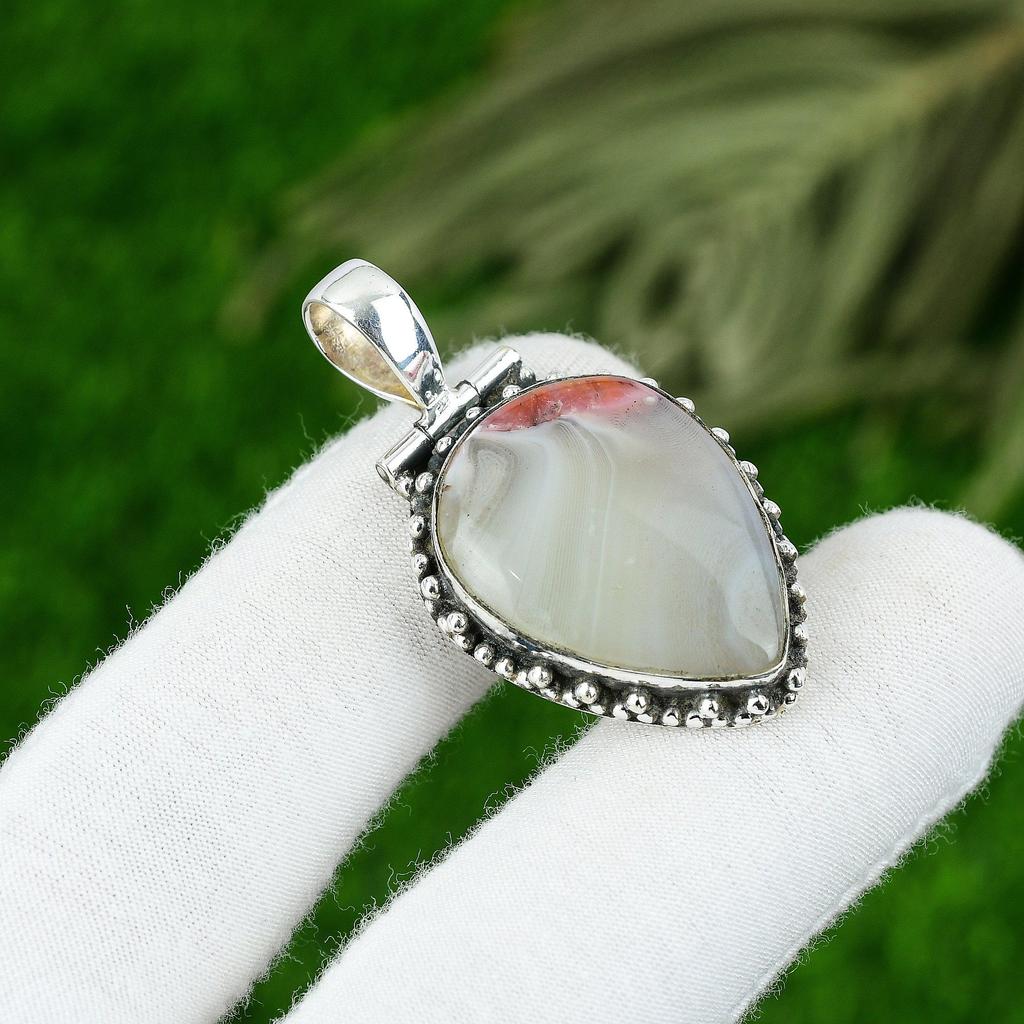 Mothers Day Sale Botswana Agate Stone Sterling Silver Bezel Wedding New Pendant